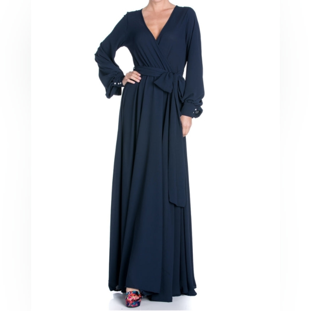 NEW Meghan Navy Blue Lilypad Maxi Dress 3XL